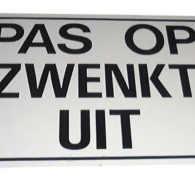 Bord pas Op Zwenkt Uit 520X110X1 mm Wit Zwarte opdruk