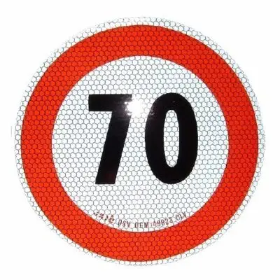 Sticker 70 Km Italie Max.snelheid Europa