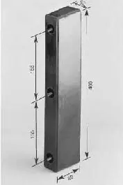 Stootrubber 400x52x80 Mm Hoog 3 Boringen