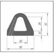 Delta Stootrubber 2600mm L 60 Mm Br.52 Mm H
