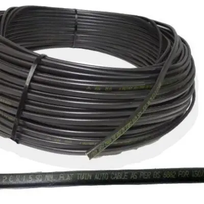 Kabel 2x1.5 Qmm Plat Bs6862 Zwart,wit-50mtr.