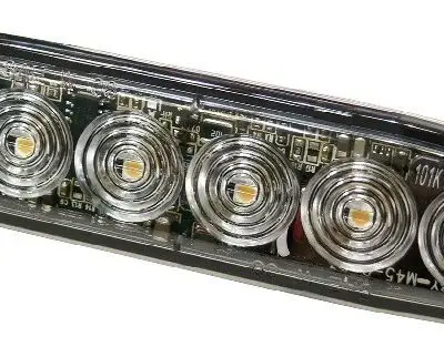 LED Flitslamp 12-24v 6 LEDS Emc Rood Ip67 130x29x7mm.
