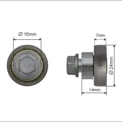 Lager Edscha Schuifdak Met Schroefdraad 24x6x7mm