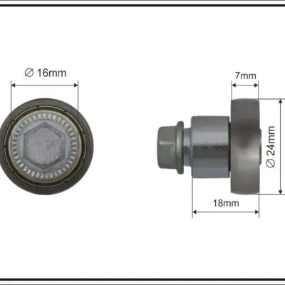 Lager Edscha Schuifdak Met Schroefdraad 24x6x7mm