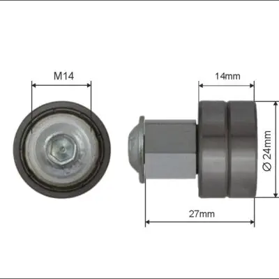 Lager Schuifdak Met Schroefdraad 24x8x14mm