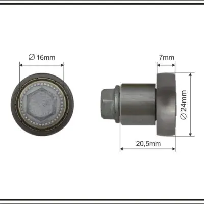 Lager Schuifdak Met Schroefdraad 24x8x14mm